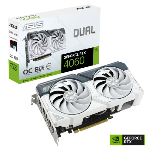 Зображення Відеокарта ASUS Dual GeForce RTX 4060 White OC Edition 8GB GDDR6 (90YV0JC2-M0NA00)