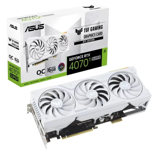 Зображення Відеокарта ASUS TUF Gaming GeForce RTX 4070 Ti SUPER BTF White OC Edition 16GB GDDR6X (90YV0KI0-M0NA00)